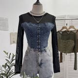BLACK | デニムドッキングカットソー | LETee