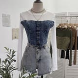 WHITE | デニムドッキングカットソー | LETee