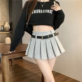 GREY | ショートパンツ/プリーツミニスカート風/ベルト付 | LETee