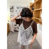 BROWN | レースキャミドッキングラウンドネックTシャツ/ビッグシルエット | LETee