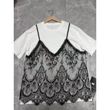 レースキャミドッキングラウンドネックTシャツ/ビッグシルエット | LETee | 詳細画像1