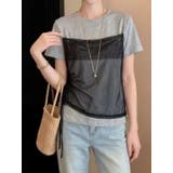 BLACK | シフォンドッキングTシャツ | LETee