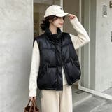 BLACK | スタンドカラーボリューム中綿ベスト | LETee