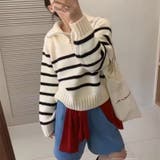 ハイネックボーダーハーフZIPニットプルオーバー | LETee | 詳細画像8 