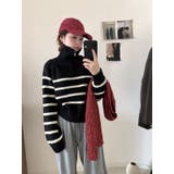 ハイネックボーダーハーフZIPニットプルオーバー | LETee | 詳細画像2 