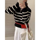 ハイネックボーダーハーフZIPニットプルオーバー | LETee | 詳細画像3 