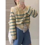 ハイネックボーダーハーフZIPニットプルオーバー | LETee | 詳細画像5 