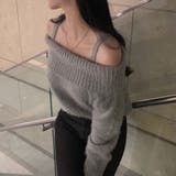GREY | キャミレイヤード風オフショルダーニット | LETee