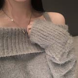 キャミレイヤード風オフショルダーニット | LETee | 詳細画像12 