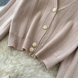 Vネックフロントボタンリブニットカーディガン&ロングスカートセットアップ | LETee | 詳細画像9