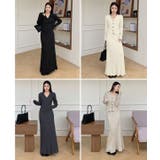 ケーブル編みVネックニットカーディガン&ロングスカートセットアップ | LETee | 詳細画像1