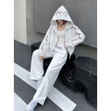 WHITE | ロゴプリントオーバーサイズZIPパーカー&ワイドパンツセットアップ | LETee