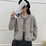 GREY | バイカラーパイピングニットジャケット | LETee