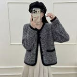 BLACK | バイカラーパイピングニットジャケット | LETee