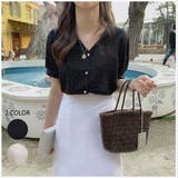 ブラウス シフォンドット柄 前ボタンブラウス | Lips | 詳細画像1