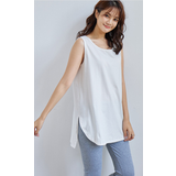 WHITE | 【ロングヒット!!】裾レイヤードタンクトップ | LETee