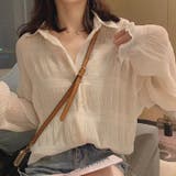 しぼりシフォンベルスリーブシャツ シアーシャツ 韓国ファッション | LETee | 詳細画像4 