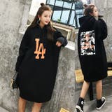 ロゴプリントパーカーワンピース 裏起毛 ロング丈 | LETee | 詳細画像3