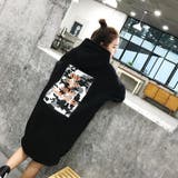 ロゴプリントパーカーワンピース 裏起毛 ロング丈 | LETee | 詳細画像4