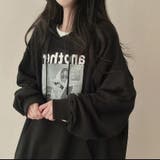 フォトプリント裏起毛パーカー ビックシルエット トレーナ | LETee | 詳細画像10