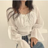WHITE | シャーリングシフォンブラウス レディース トップス | LETee