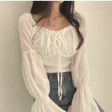 シャーリングシフォンブラウス レディース トップス | LETee | 詳細画像3