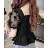 袖花柄シフォンドッキングトップス | LETee | 詳細画像3
