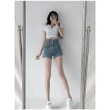 ウエストクロスデザイン ハイウエストショートパンツ/デニム | LETee | 詳細画像4 