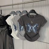 CHARCOAL | バタフライドローコードトップス | LETee