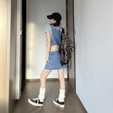 デニムルーズタンクトップ&ミニスカートツーピース | LETee | 詳細画像4