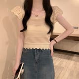 すかし編み＆レース袖ニットプルオーバー | LETee | 詳細画像4 