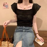 すかし編み＆レース袖ニットプルオーバー | LETee | 詳細画像5 