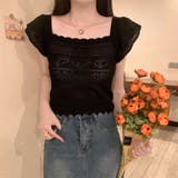 すかし編み＆レース袖ニットプルオーバー | LETee | 詳細画像6 