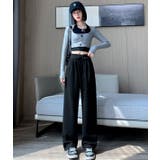 BLACK | ウエストレースアップパンツ | LETee