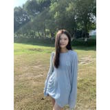 BLUE | シアータイプ バックロゴプリントトップス/メッセージロゴ | LETee