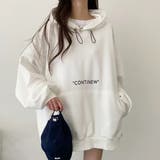 WHITE | CONTINEWプリントプルパーカー/チビロゴ/薄手 | LETee