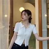 WHITE | ジップアップニットトップス/ダブルジップ/えり付き | LETee