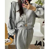 GREY | サイドラインロングスカート&袖ラインダブルジップジャケット セットアップ | LETee