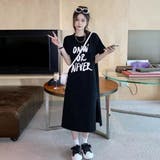 BLACK | ロゴプリント ティーシャツワンピース | LETee