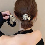 BLACK | ラインストーンフラワー型シュシュ | LETee