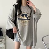 GREY | サークルプリントBIGシルエットカットソートップス/7分袖 | LETee