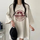 L.GREY | サークルプリントBIGシルエットカットソートップス/7分袖 | LETee