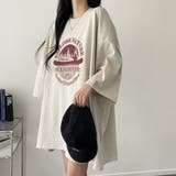 サークルプリントBIGシルエットカットソートップス/7分袖 | LETee | 詳細画像13
