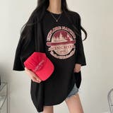 BLACK | サークルプリントBIGシルエットカットソートップス/7分袖 | LETee
