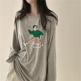 L.GREY | ルーズフィットカットソートップス/男の子プリント/ワンピース丈 | LETee