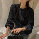 フリル織柄ブラウス/ボリューム袖/袖口ゴム | LETee | 詳細画像9