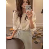 フリル織柄ブラウス/ボリューム袖/袖口ゴム | LETee | 詳細画像6