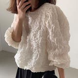 ワッフル風変わり織プルオーバーブラウス/袖口ゴム/ボリューム袖 | LETee | 詳細画像2