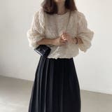 ワッフル風変わり織プルオーバーブラウス/袖口ゴム/ボリューム袖 | LETee | 詳細画像3