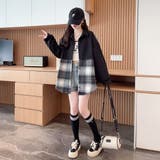 異素材ドッキングビッグシャツ/チェック柄/英字ジャカード | LETee | 詳細画像11